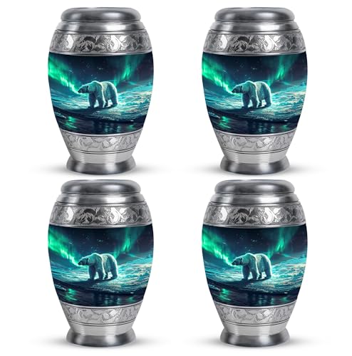 Image of Polar Bear Urn for Adult Ashes - Urns for Adult Male & Female - Funeral Urns for Ashes - Cremation Burial Urns - Burial Urn for Ashes - 3 Inch Pack of 4 - Memorial Ashes Urn