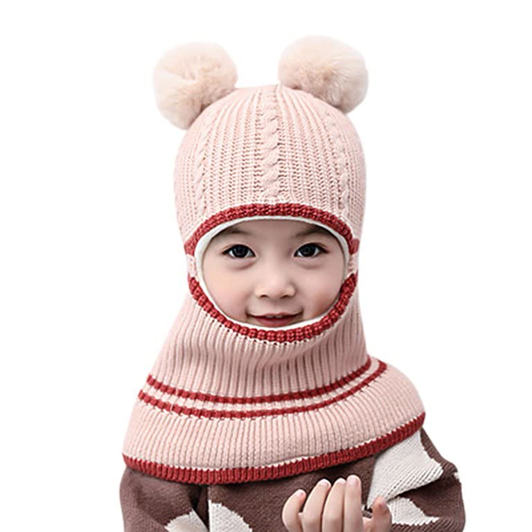 Image of Toddler Winter Hat With Scarf and Earflap Hood - Fleece Lined Monkey Cap for Baby and Kids (6 Months to 7 Years)