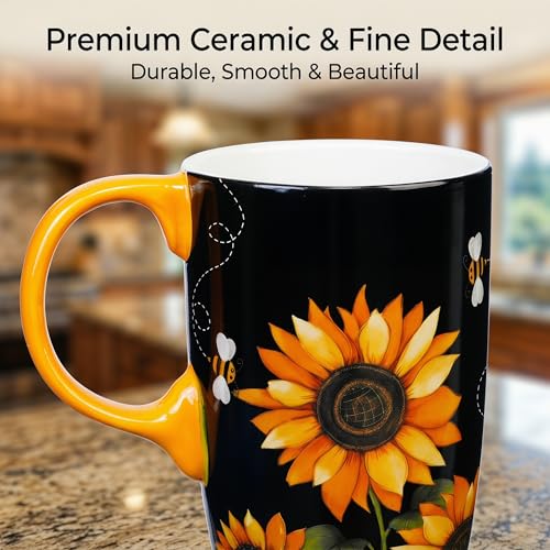 Taza de viaje de cerámica 17oz con tapa y diseño girasol miniatura 5