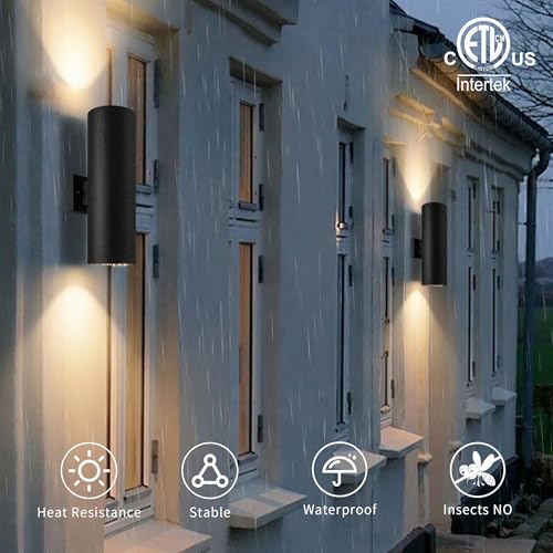Image of mirrea 18 inch Modern Outdoor Porch Light in 2 Lights, Matte Black, 1 Pack