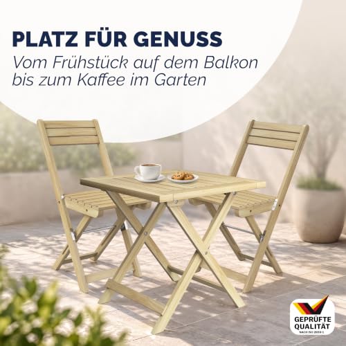 CASARIA Bistro Set Outdoor 3 Teilig wetterfest FSC®-Zertifiziert Teakoptik – Ansicht 8