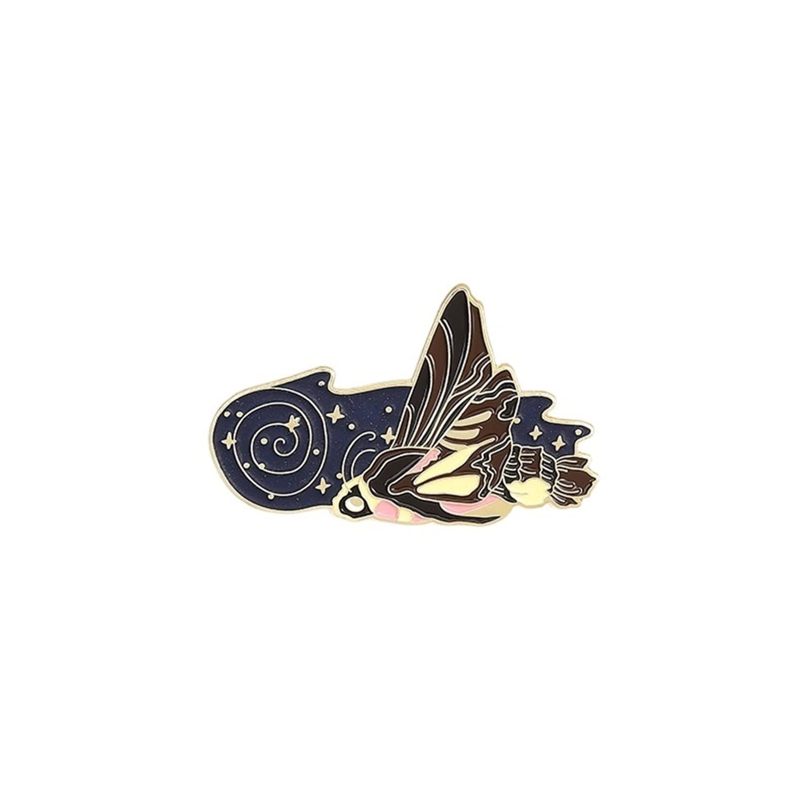 DSUBAN Cute Pins Luminous Enamel Pins Comet Orchid Long-beaked Hawk Moth Brooches Bag Lapel Pin Badge Jewelry Gifts for Friends Wholesale
