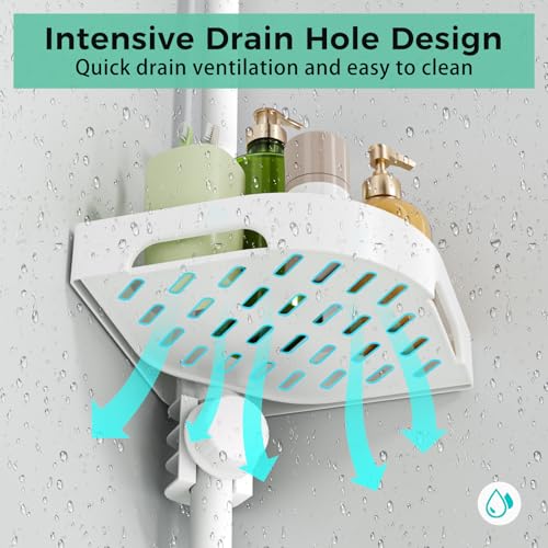 Image of shuang qing 4-Tier Corner Shower Caddy Tension Pole Organizer, White