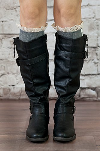 Image of The Original Button Boot Socks with Lace Trim Boutique Socks