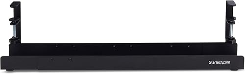 Miniatura 3 de StarTech.com Bandeja de gestión de cables debajo del escritorio, longitud ajustable, instalación con abrazadera, no requiere perforación, negro