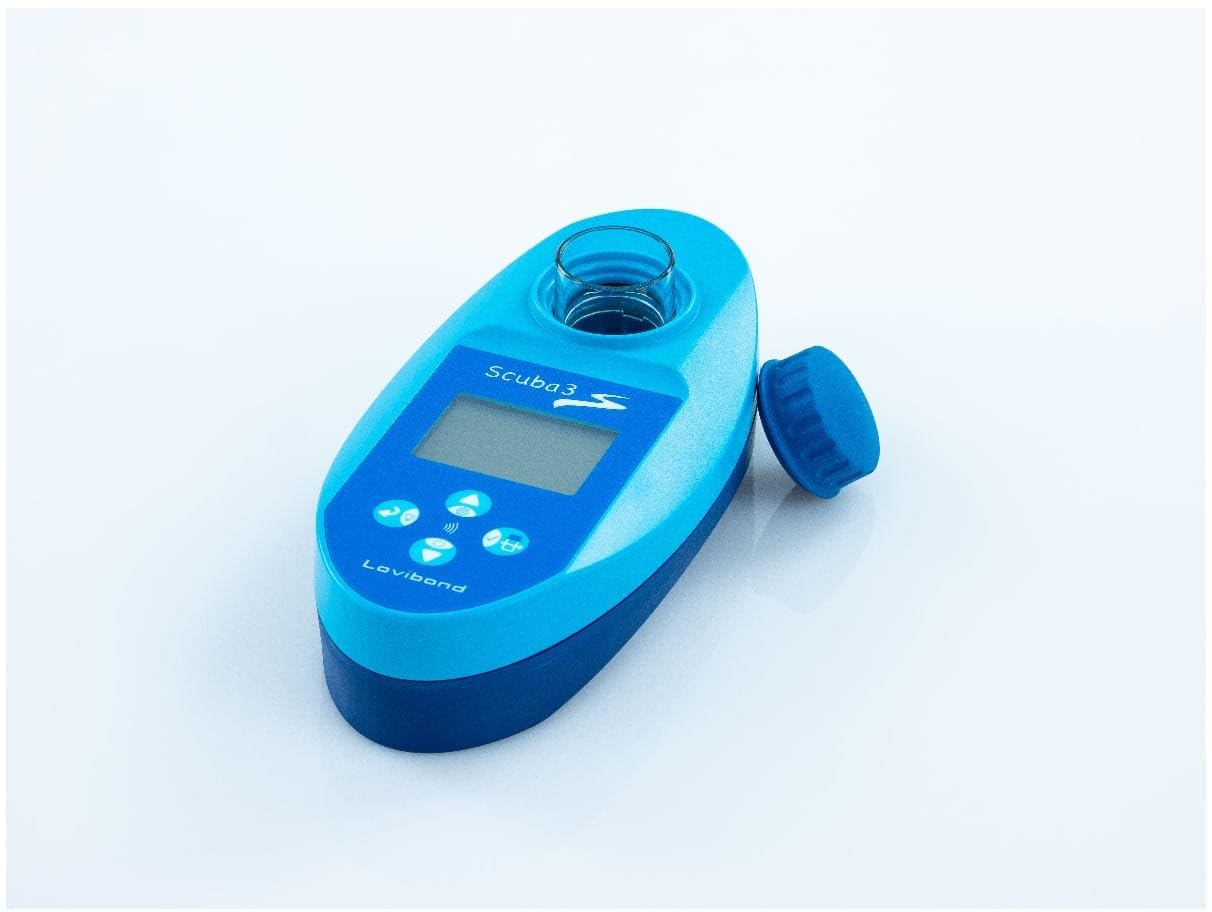 Lovibond Scuba 3S Analizador Digital de Agua para Piscinas y Spa con NFC, Medidor de pH, Cloro, Bromo y Alcalinidad, Incluye 70 Tabletas Reactivas