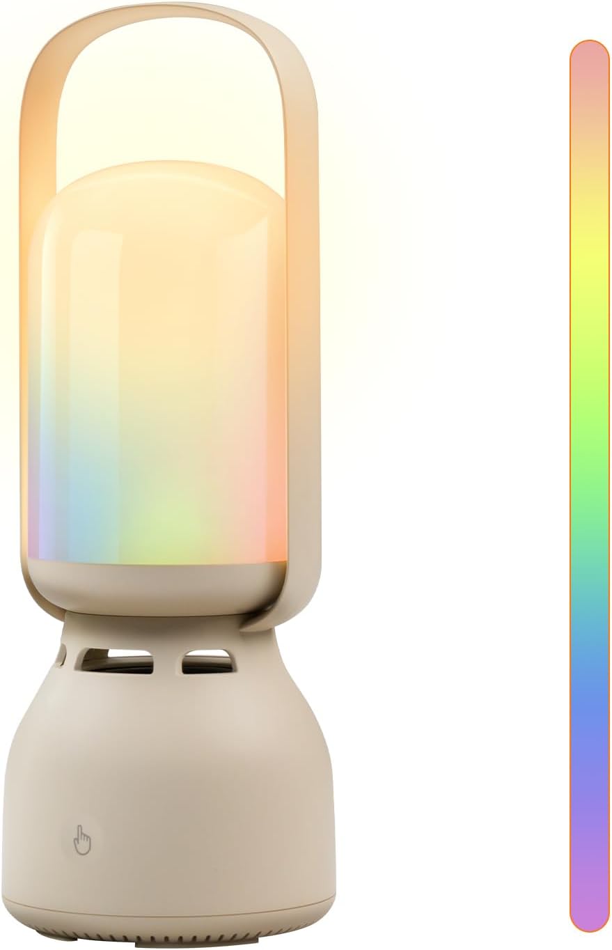 Camping Lantern with Speaker, Portable Rechargeable Outdoor Lantern, 11 Mode RGB Color Dimmable LED Night Light for Camping, Home, Party and Hiking