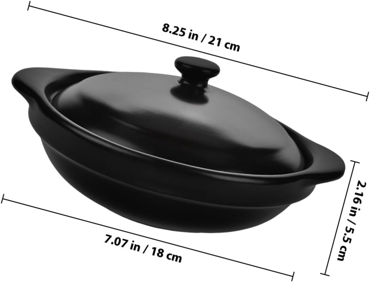 IMIKEYA Heat Resistant Ceramic Casserole Pot with Lid Multifunctional Nonstick Stewing Pot for Home Cooking Braised Chicken Soup Bibimbap for Small Portions