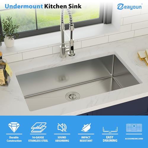 33 Inch Undermount Kitchen Sink Single Bowl by zeayoun - Used condition - Image 3