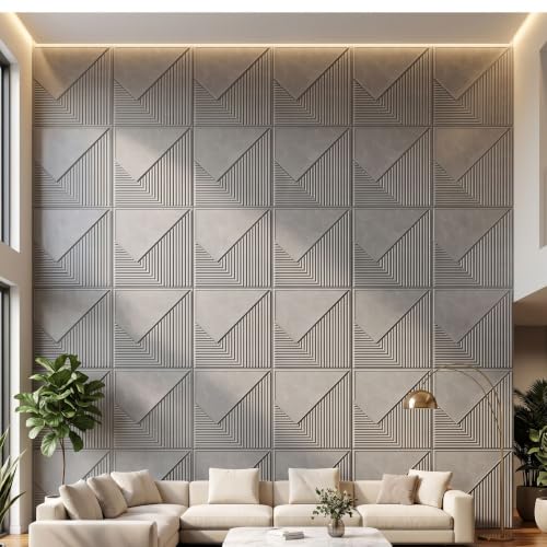 Image of Kayra Decor 3D PVC Wall Panels for Bedroom & Living Room | Plaina Design | Gray Marble Color | 19.7 x 19.7 Inch | Pack of 18 | 42.48 Sq Ft