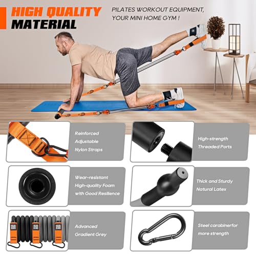 Image of KUTIZE Pilates Bar Kit with Resistance Bands, Heavy Duty Pilates Equipment for Men, Training Bands with Handles for Legs, Hip, Back, Arm, Abs, Chest, Shoulders, Portable Home Gym Workout Equipment