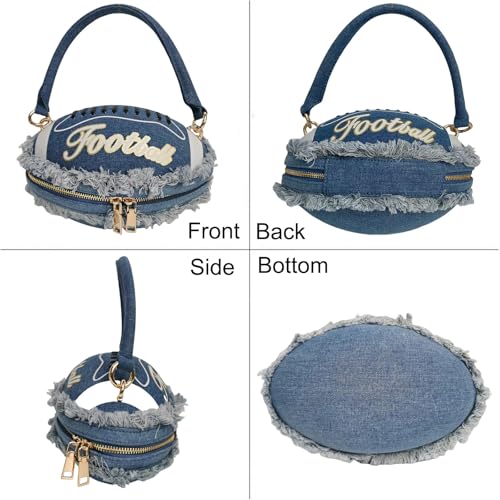 Image of Women Rhinestone Football Shaped Handbag Chain Crossbody Shoulder Bag Football Purse | Rugby, Unique, Novelty, Football