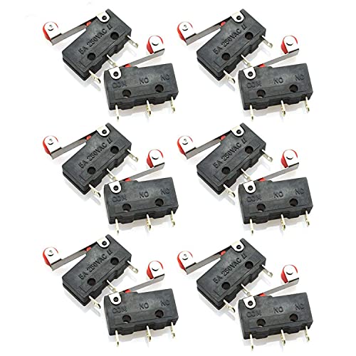 Image of UG LAND INDIA 12pcs 3pin Micro Switch Momentary Toggle AC 250V 5A SPDT Miniature NO /NC Switch Electronic Circuit Mechanical Control Switch Long Roller Lever