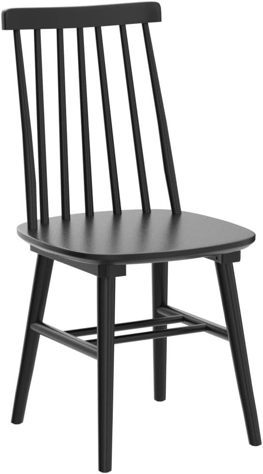 DUHOME Wooden Dining Chairs Set of 4, Wood Dining Room Chairs Slat Spindle Back Kitchen Room Chair Windsor Chairs, Black