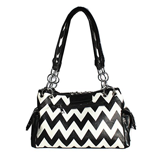 Rhinestone Buckle Zebra Pattern Purse (Black)2