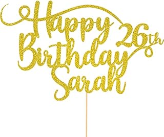 Personalised Happy Birthday Glitter Cake Topper by Cakeshop | Custom Colour Any Name & Any Age Glitter Cake Decoration for 1st 10th 16th 18th 20th 21st 30th 40th 50th 60th 70th 80th (Baby Blue)