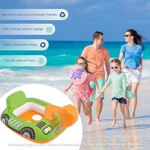 Image of Inflatable Kiddie Float | Water Baby Floater for Kids| Safe Anti-flip Diaper Style Swim Tube Rider| Swim Pool Tube for Toddlers|Multicolor Cute Swimming Pool Safety Seat (Excavator)