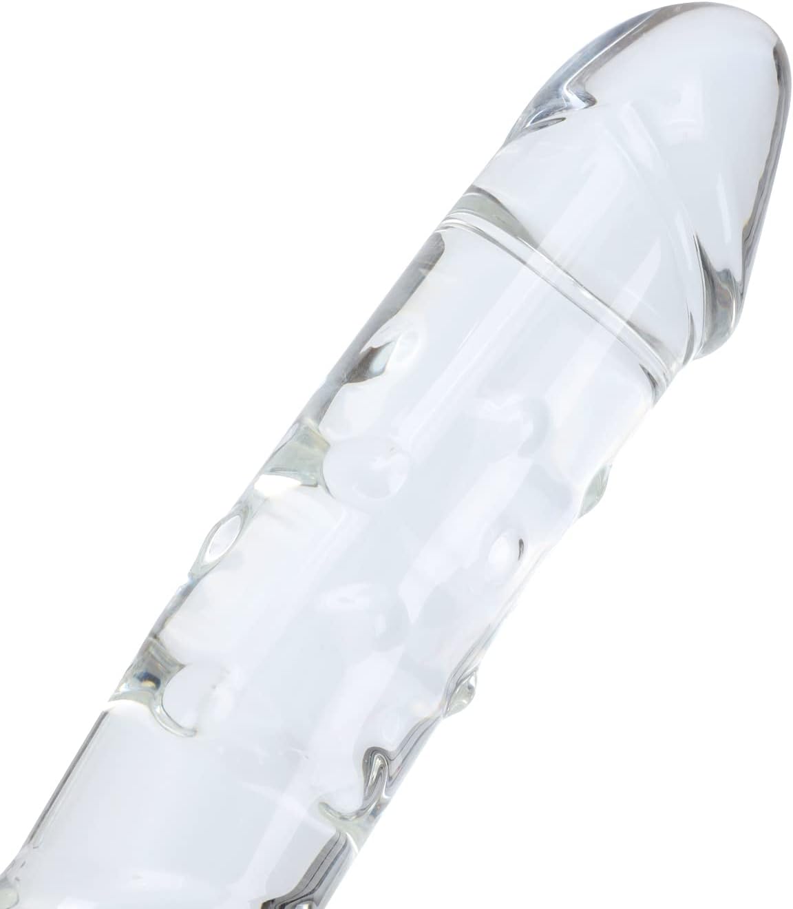 Spiral Texture Large Double-Ended Glass Dildo with Vivid Glans Big Crystal Penis G-spot Stimulation Sex Pleasure Wand (Large)