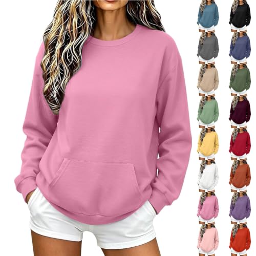 JiXiang Crewneck Sweatshirts Women Fall Long Sleeve Casual Pullover Oversized Drop Shoulder Going Out 2026 Lightweight Tops - image 1
