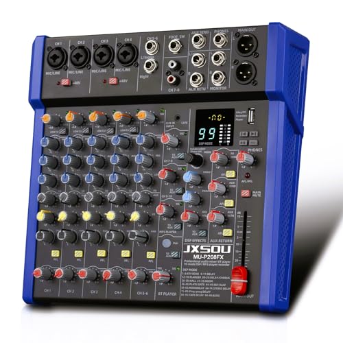 JXSOU DJ Mixer, 10-Channel Audio Mixer Bluetooth...