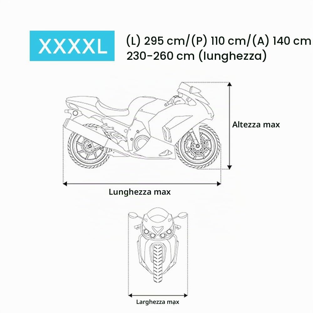Telo coprimoto per esterni e interni 210D in poliestere antipolvere, antivento, antipioggia, impermeabile, per XL 750 Transalp 2023 2024 Transalp XL750 (295cm * 110cm * 140cm)