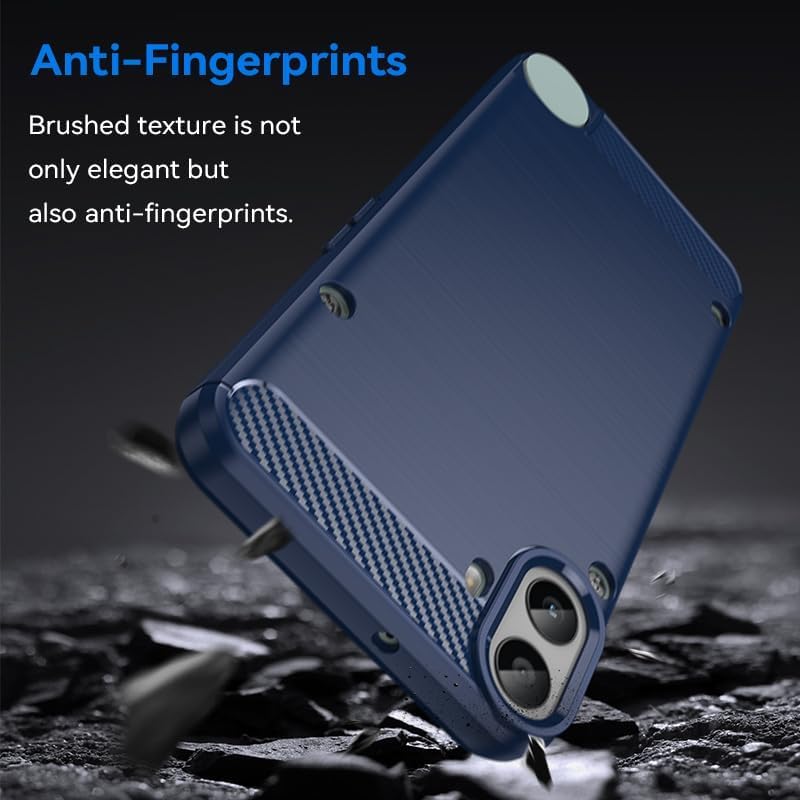 Image of NPRC Hybrid Ultra Slim Protective Case TPU Non-Slip Carbon Fiber Texture Shockproof Case Cover for CMF Phone 1 - Blue
