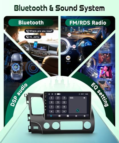 Image of [5GHz-WiFi /Android 15] for Honda Civic 2006-2011 Wireless Carplay Android Car Stereo Support Wireless Android Auto with GPS Navigation AHD Backup Camera FM RDS Radio Receiver EQ SWC 2G+64G