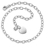  Fusskettchen Silber Herz 26 cm, Anzahl Steine: 1, Kettenart: Anker rund, Länge (cm): 26 cm, Motiv: Herz, Steindurchmesser: 4 mm, Steinschliff: rund, Verschluss: Karabiner, Zielgruppe: XVision