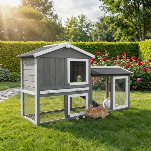 Miweba MyAnimal Hasenstall MH-03 | Kaninchenstall mit Freilaufgehege - Hasenkäfig - Kleintierkäfig...