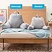 LINENSPA Reading Pillow with Shredded Memory Foam- Back Pillow for Sitting in Bed, Reading, Gaming, Watching TV – Chair Pillow with Arms, Dorm Room Essentials, Stone
