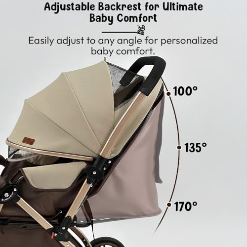 Image of StarAndDaisy Baby Strollers / Pram for 0-3 Year Boys & Girls with Foldable Design, Food Tray, 4 Wheel Suspension, Easy to Convertible& Adjustable Seat, 5 Point Safety Belt, Light Weight & Convenient-Beige