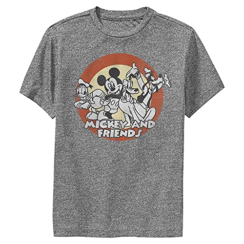 Disney Mickey and Friends Group Shot Retro Circle Boys Performance T-Shirt Charcoal Heather