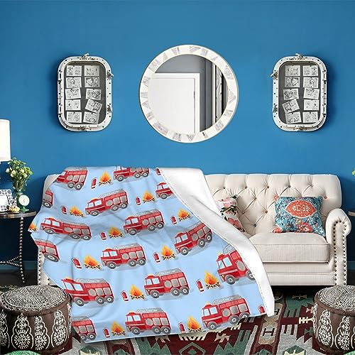 Image of Fire Truck Fleece Throw Blanket - Super Soft, Cozy Flannel, Air Conditioning, 80x60 in for Adults