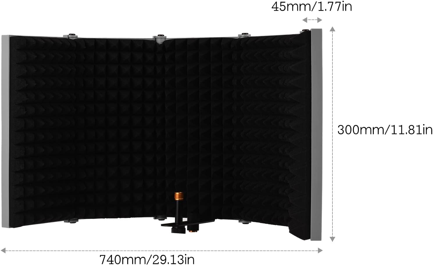 Microphone Sound Proof Plate Isolation Foldable Mic Reflection Filter Adjustable Angle Outer Plastic Shell Absorbing Foam Reflector (Grey)