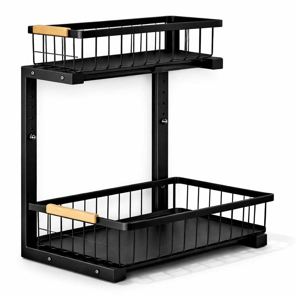 Rangement Sous Evier Coulissant 2 Niveaux Gain de Place Cuisine Plateau Large 30 cm Reglable 35 a 43 cm Acces Facile Placard Salle de Bain Buanderie - 2