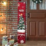 Chitidr 47"h Merry Christmas Tree Porch Sign Vertical Wooden Door Decor