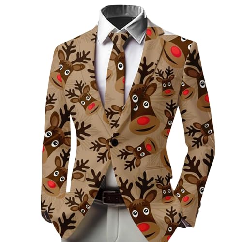 Generisch Chaqueta estampada para niños, ropa formal y elegante para fiestas infantiles y niños, ropa festiva con diseño elegante, marrón, 5-6 años