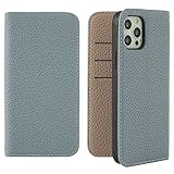 HanaRo iPhone12 用 iPhone12Pro 用 ケース ケース スマホケース 手帳型ケース カード収納 くすみカラー 携帯ケース ﾌﾞﾙｰﾘﾝ×ｸﾞﾚｰ