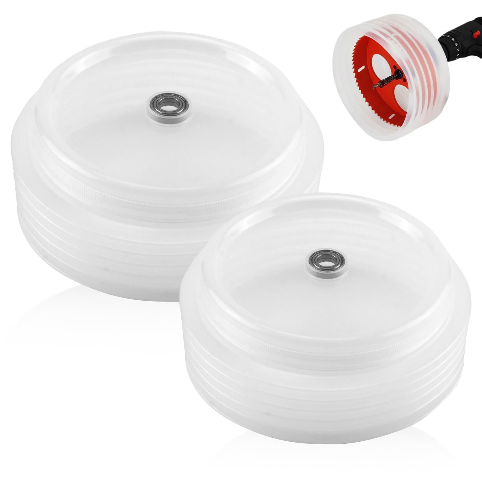 Ncoale Transparent 2 Pcs Drill Dust Collector, Hole Saw Dustproof Collector Dust Bowl Hole Saw Ash Catcher Elastic Sealing Ash Bowl For Electric Holesaw Opener Tool
