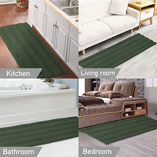 Image of Turquoize Bathroom Runner Rug 17 inchx47 inch, Soft Absorbent Chenille Bath Rug
