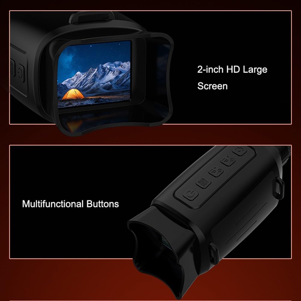 Digitales Infrarot Nachtsicht Monokular 1080P HD mit 2 Zoll TFT Display, 16x Digitalzoom, 3W 850nm Einstellbarer Strahler für Jagd, Wildbeobachtung und Camping, Lange Reichweite 800m-3000m, Bl
