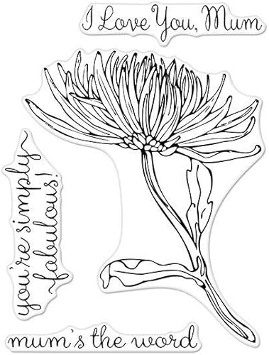 Hero Arts CM262 Hero Florals Mum Stem - Sellos rectangulares de plástico transparente decorativos de 3 x 4 pulgadas