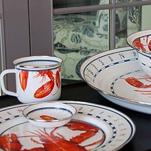 Goldenrabbitenamelwaresetof2125chargerslobster Urban Country Home Decor Golden rabbit enamelware set of 2 125 chargers lobster urban country home decor
