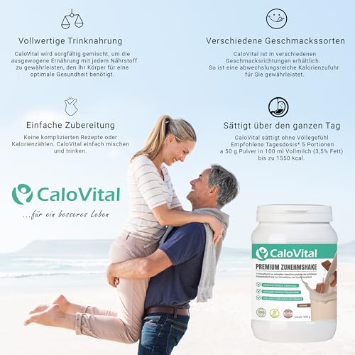 CaloVital Probierpaket Trinknahrung hochkalorisch für schnelle Gewichtszunahme als Astronautennahrung bei Untergewicht | Trinkmahlzeit zum Zunehmen | Zunehmen Shake 50g Pulver (5er Pack Dessert)