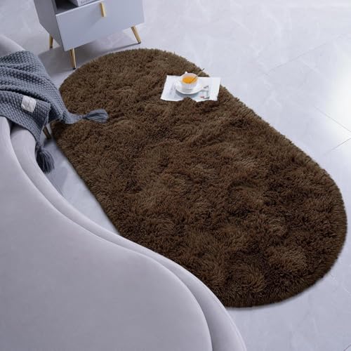 Image of Fluffy Silky Micro Fiber Polyster Carpet /Runner for Bedroom, Study Room, Playing Room, Guest Room ETC. 4x6 feet Feet, (Coffee)