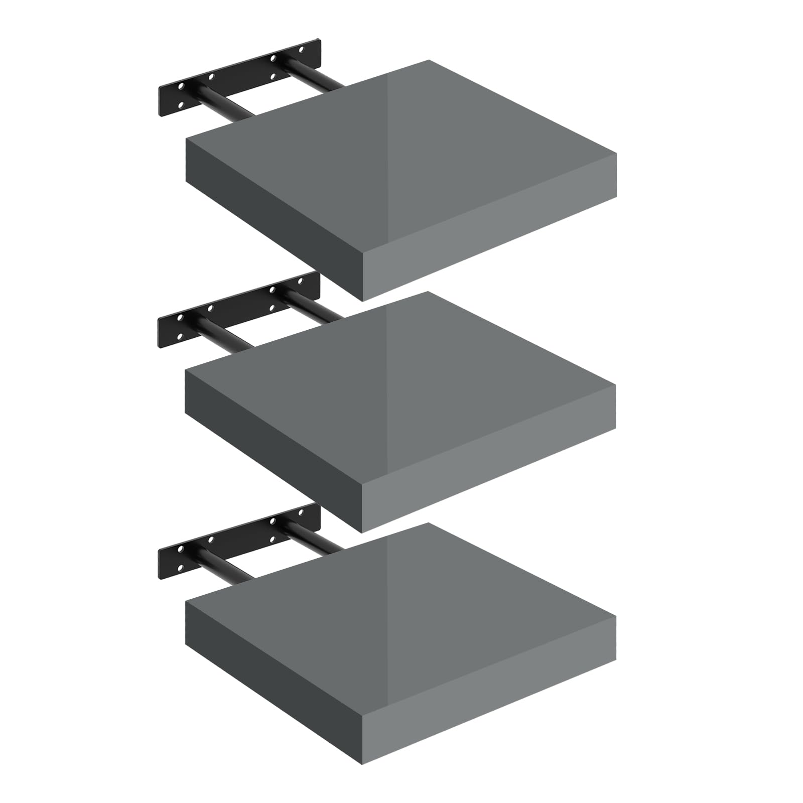 WOLTU 3 Pcs High Gloss Floating Shelves, 25cm Gray Wall Shelf, Kitchen