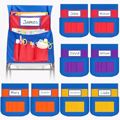 JoyCat Classroom Chair Sacks with 6 Pockets for Organization