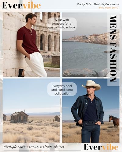 3 Pack Men's Waffle Knit Shirts Raglan Short Sleeve T Shirts with Pocket Casual Tops2