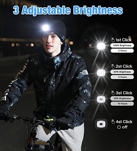 Bluetooth Beanie Hats With Light,Led Beanie With Light And Bluetooth Headphones, Outdoorsman Gifts For Men(Black) #TOP5