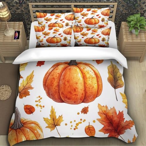 Parure de lit citrouilles d'automne housse de couette double 200x200cm